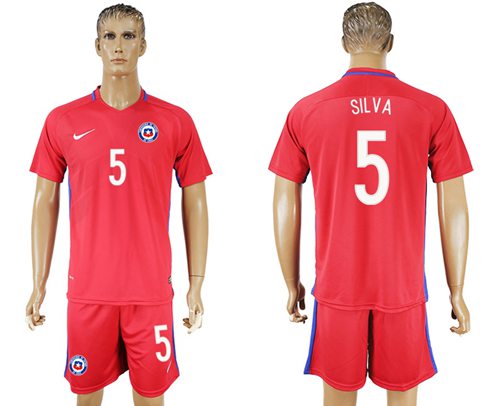 Chile #5 Silva Home Soccer Country Jersey